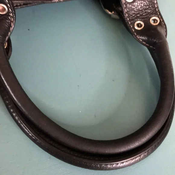 Tignanello black leather square two handle satchel purse - Picture 12 of 15